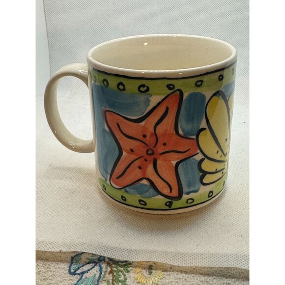 Sango Key West Hand-Painted Ceramic Mug With Colorful Tropical Fish & Starfish D - Picture 7 of 7